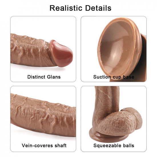 10 inch crooked mouth brown dildo