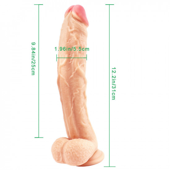 10 inch crooked mouth flesh color dildo