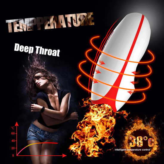 10 powerful vibrations deep throat masturbator smart heating waterproof oral cup