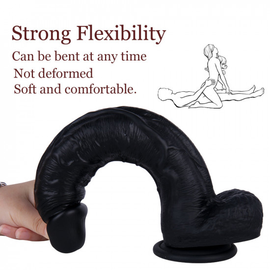 11 inch black curved silicone huge dildo