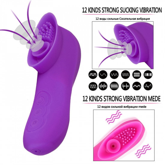 Female 12-frequency silicone sucker massage vibrator