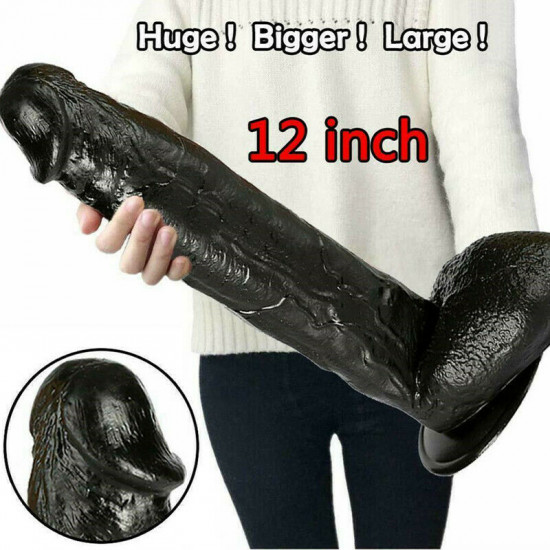 12 inch huge dildo powerful suction base dong soft penis toy