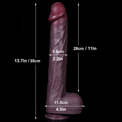 13.7 inch long black realistic giant dildo