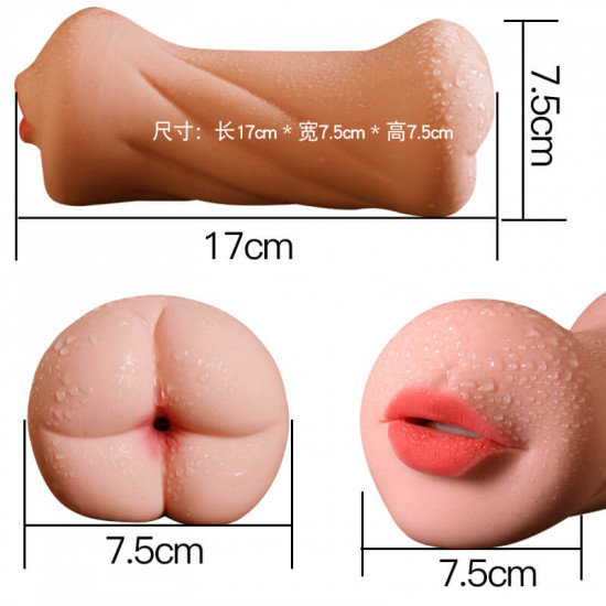 3d dual hole anal oral pocket pussy realistic silicone masturbator sex toy for men