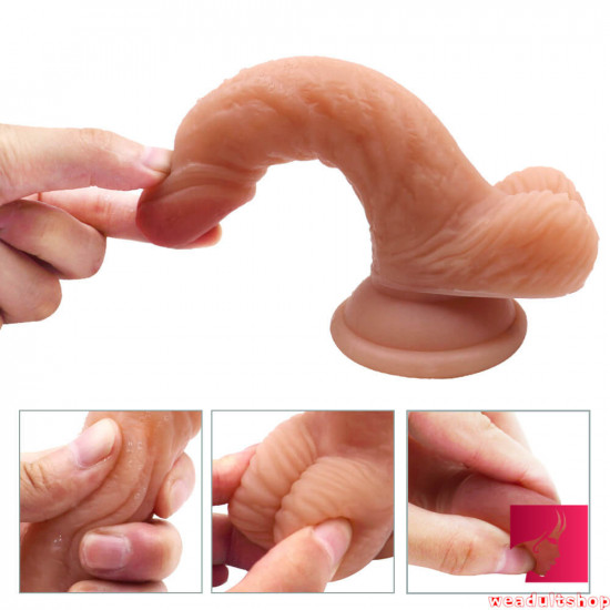 6.1in girl using dildo soft flexible sex toy for women