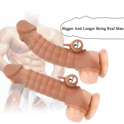 6.1in men penis enlargement vibrating silicone sex love thicken toy