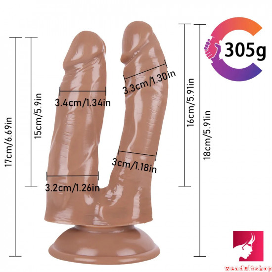 6.69in real looking double ended dildo for lesbian masturbation
