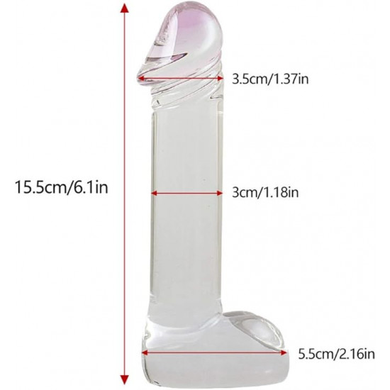 6 inch lifelike clear glass dildo