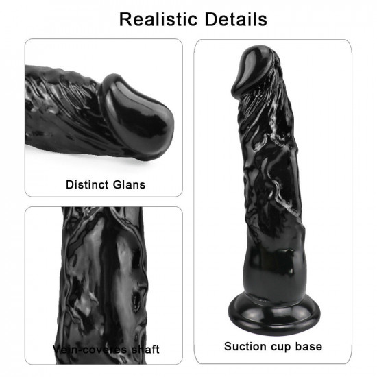 8 inch super straight black dildo