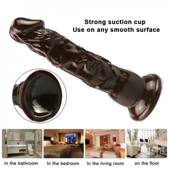 8 inch coffee suction cup pvc dildo