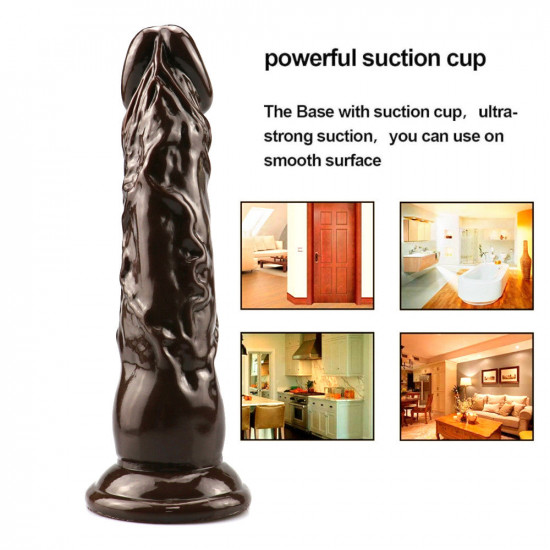 8 inch coffee suction cup pvc dildo