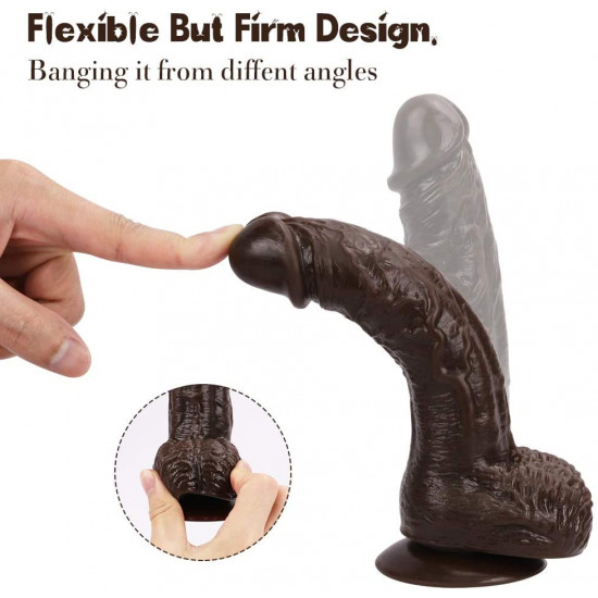 best 7 inch brown lifelike glans veins testicles dildo for beginners