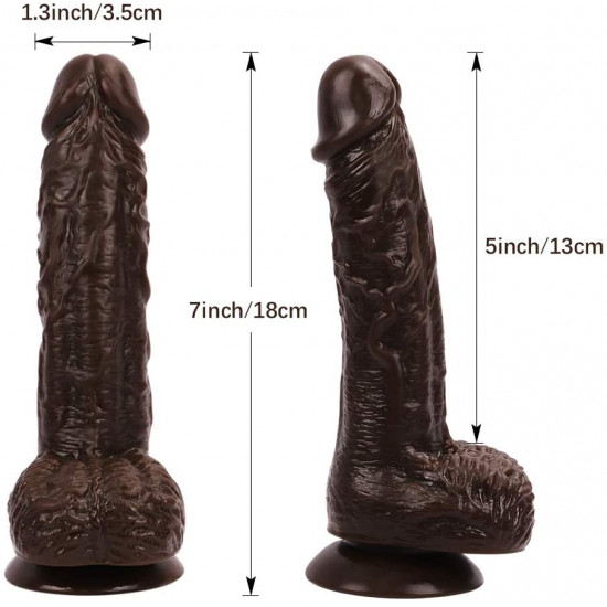 best 7 inch brown lifelike glans veins testicles dildo for beginners