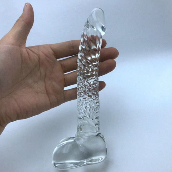 7 inch real texture clear glass dildos