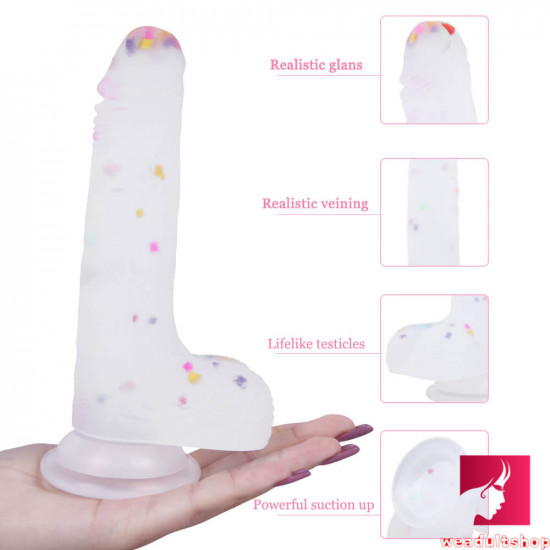 7.09in colorful particle jelly soft dildo with realistic glans veins