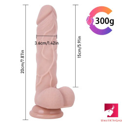 7.87in realistic penis skin silicone flexible dildo with suction cup