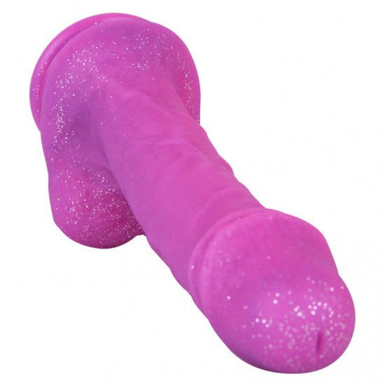 8.26 inch silicone glitter purple dildo