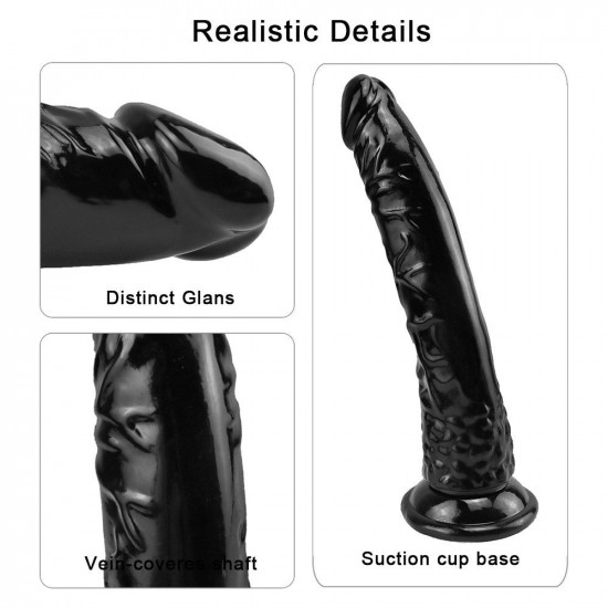 8 inch black pvc suction cup dildo