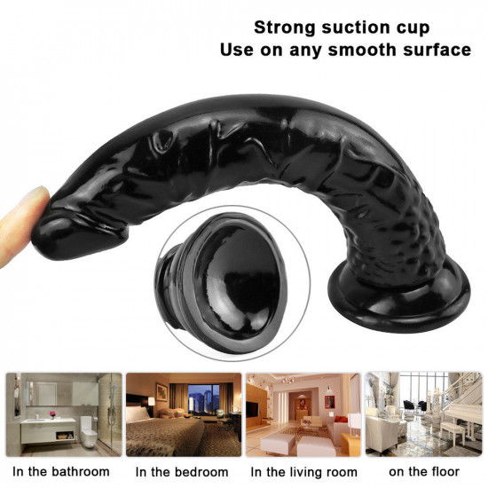 8 inch black pvc suction cup dildo