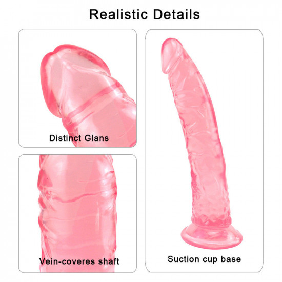 8 inch small straight pink dildo