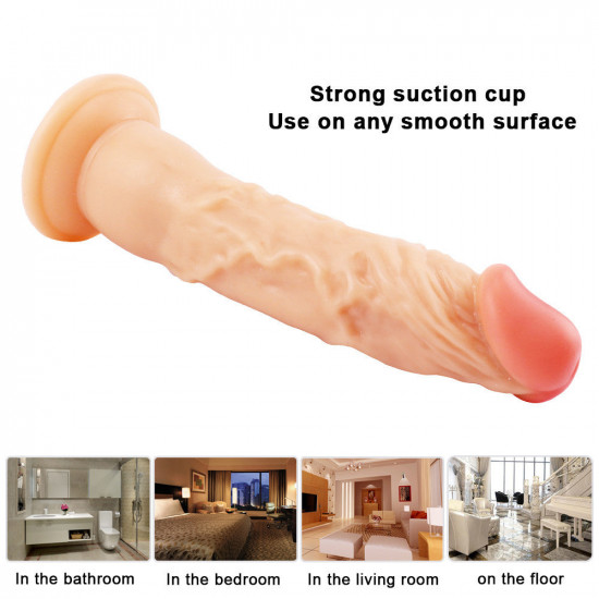 8 inch super straight flesh colored dildo