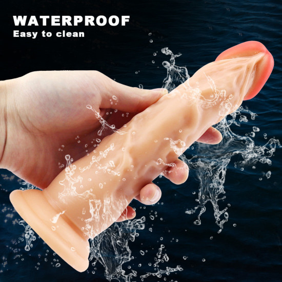 8 inch super straight flesh colored dildo