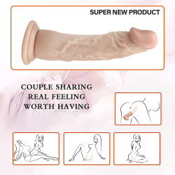 8 inch super straight skin color dildo