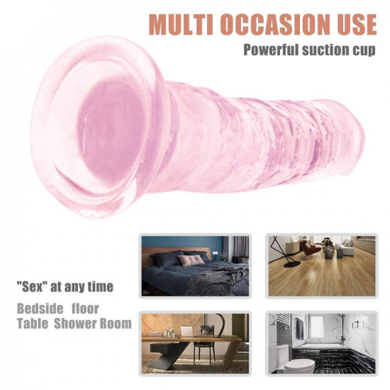 pink transparent realistic big dildo