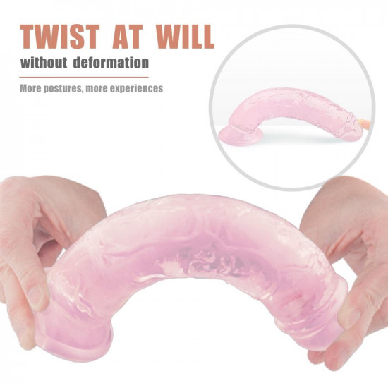 pink transparent realistic big dildo