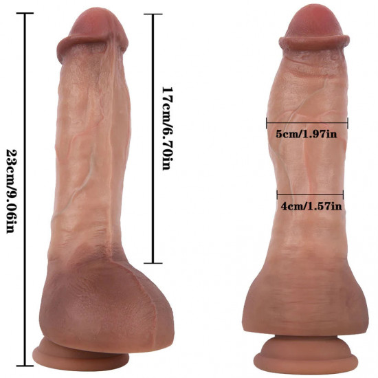 9 inch curved dildo realistic with suction cup balls