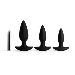 ariel - silicone vibrating anal plug trainning kit - black
