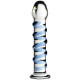 blue ribbed glass anal dildo