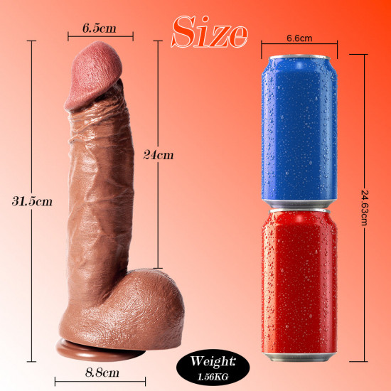 brown soft 12 inch realistic dildo