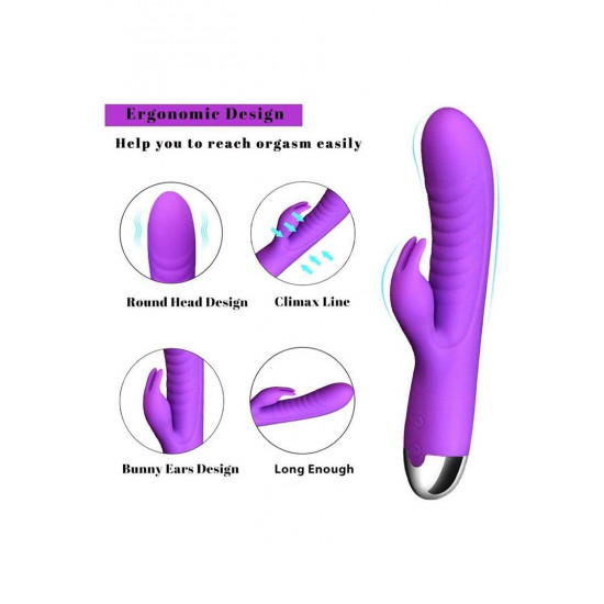 bunny dildo purple vibrator silicone sex toy