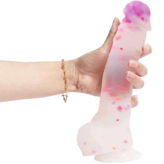 confetti dildo clear silicone sex toy