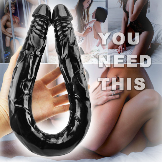 double head 22 inch black dildo