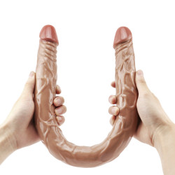 double head 22 inch brown dildo