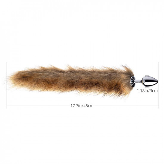 long fox tail butt plug - brown fur