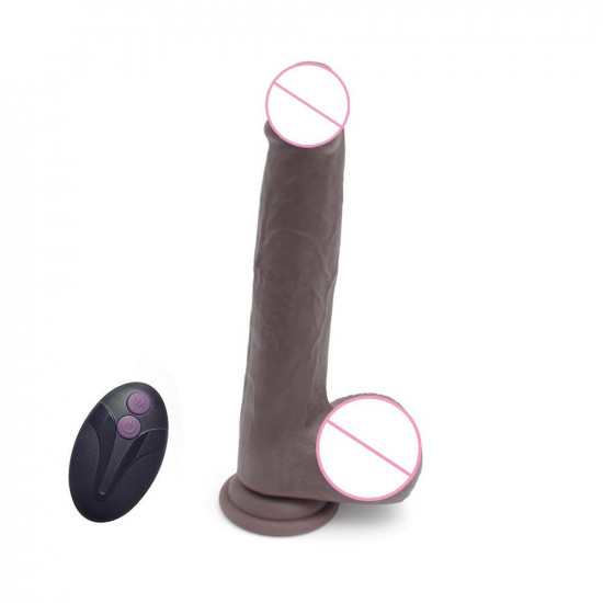 oliver - remote control thrusting dildo coffee color 6.5 inch