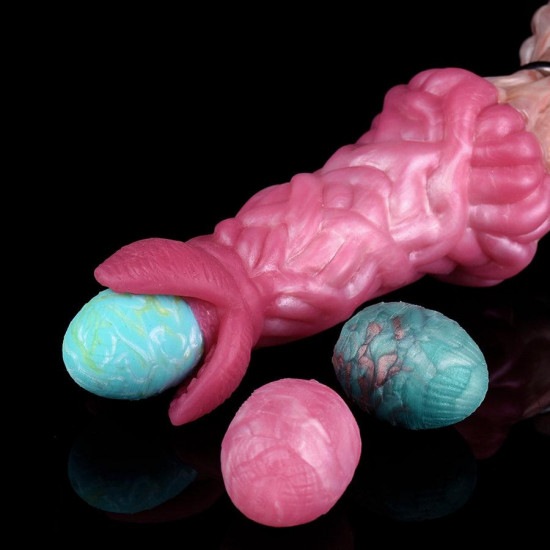 pink alien ovipositor dildo with air bag