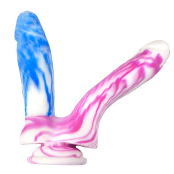 pink and blue silicone double ended dildos