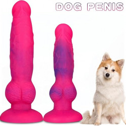 pink dog penis knot dildo