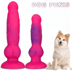 pink dog penis knot dildo