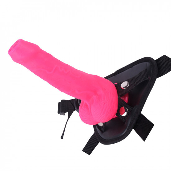 pink silicone dildo strap on uncircumcised