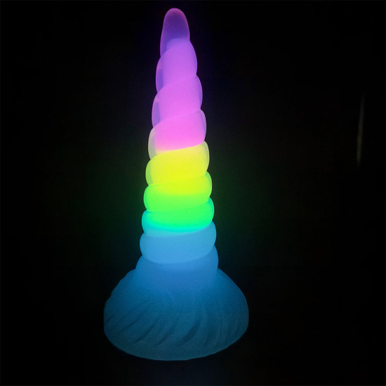 rainbow glowing unicorn dildo