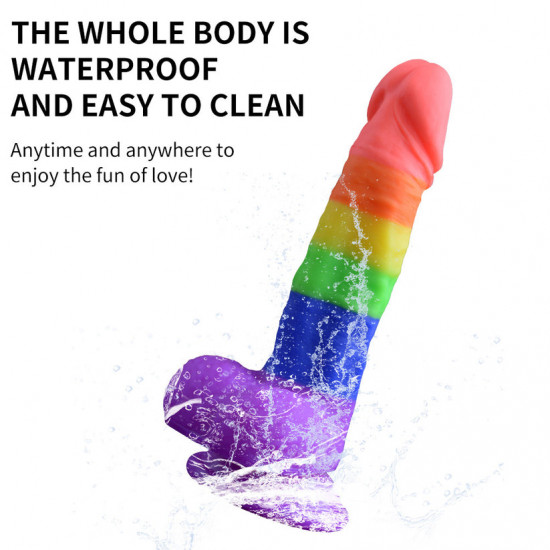 rainbow silicone suction cup anal dildo