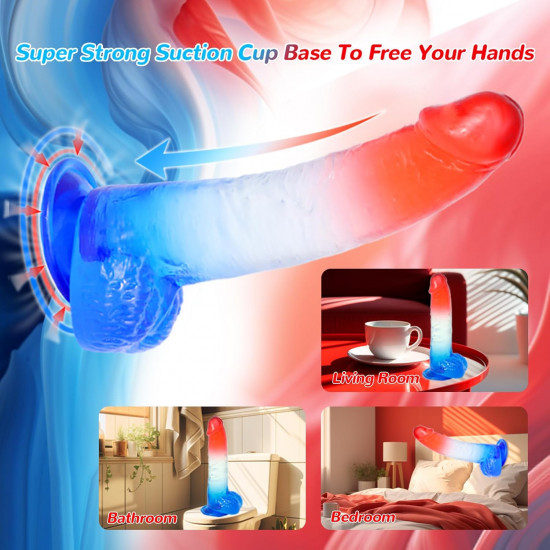 red and blue ombre jelly dildo