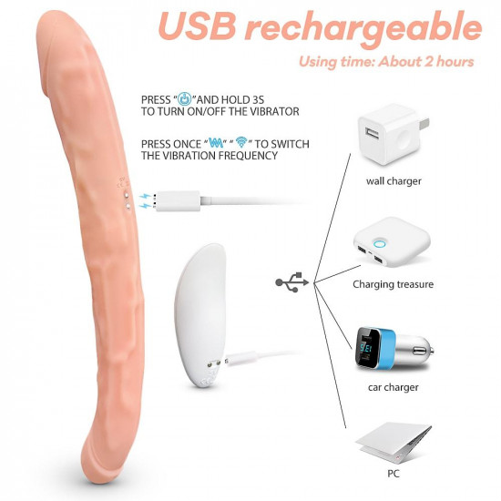 remote control free bending 11.96 inch double-ended  dildos