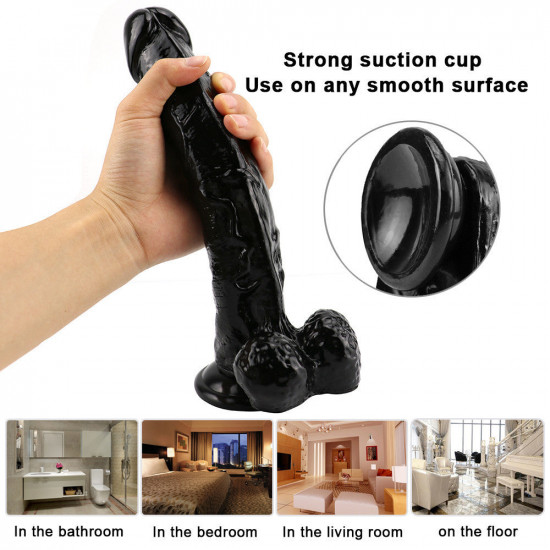 10 inch black realistic dildo