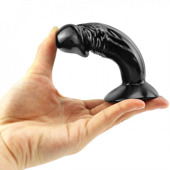 short 4 inch  black realistic suction cup dildo